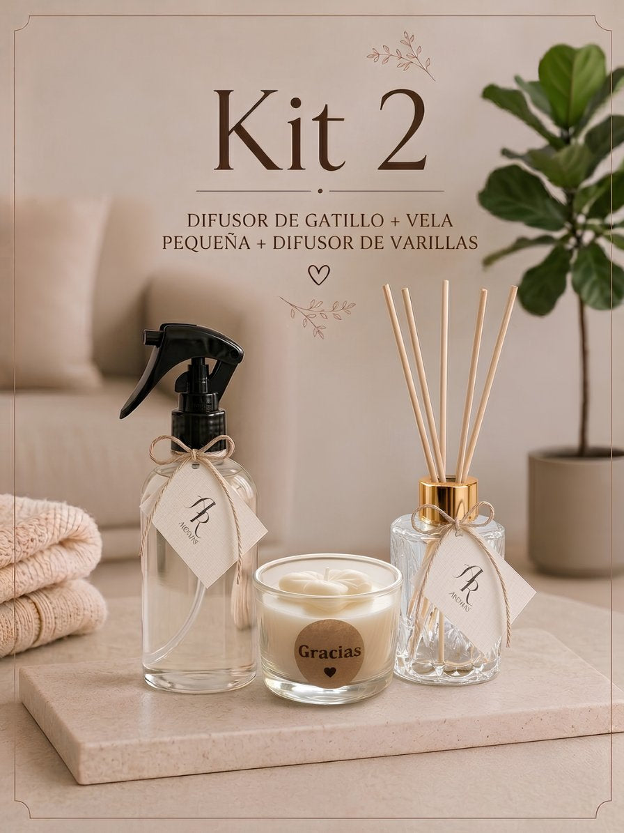 Kit 2: Gatillo 250ml + Vela Pequeña + Varillas 100ml
